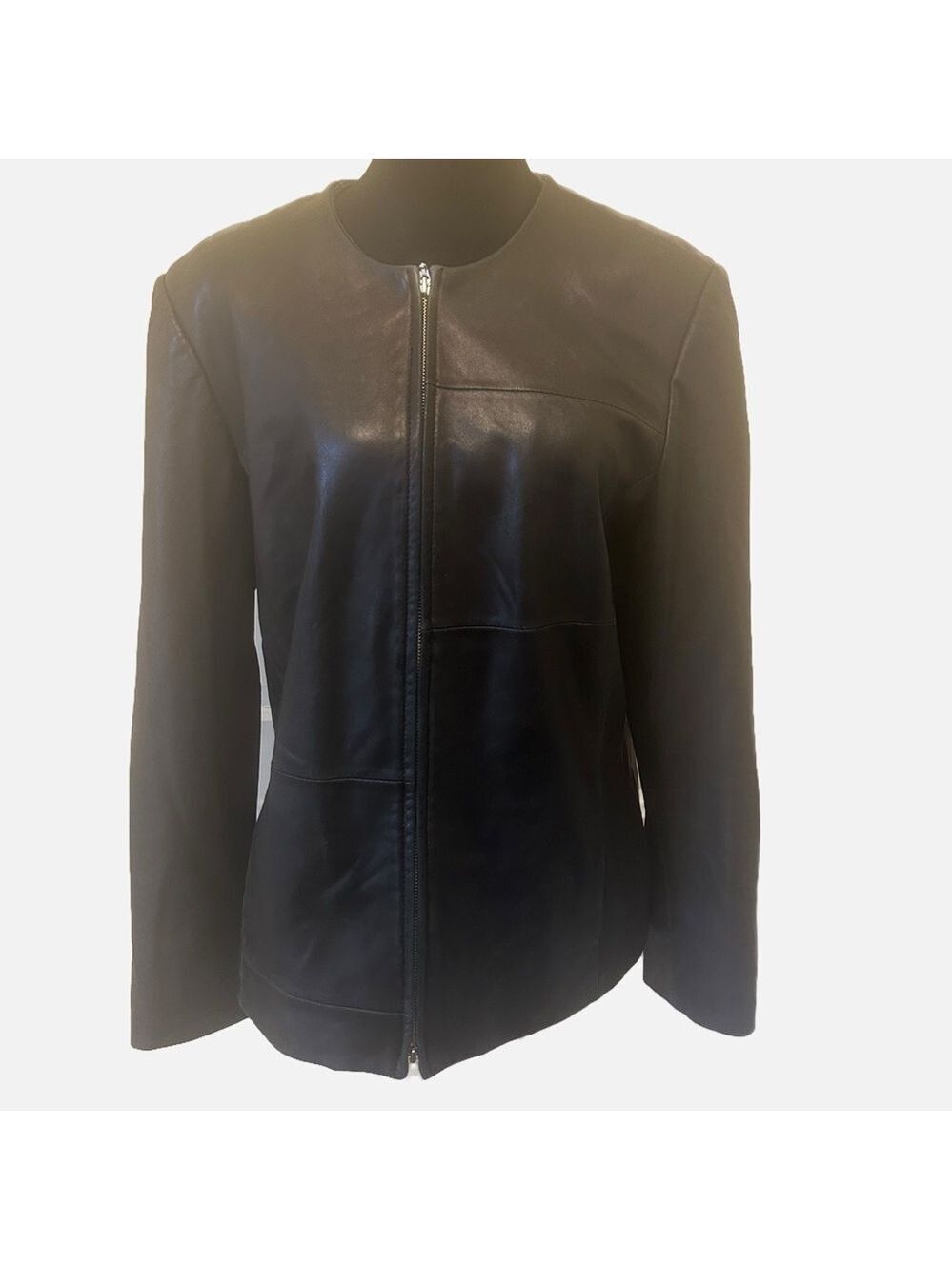 Classics Entier Women’s Leather Moto Jacket Sz 16 Black Full Zip Pockets